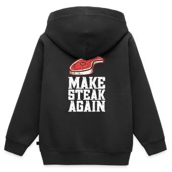 Steak - Kinder Premium Organic Zip Hoodie - Schwarz - Hinten - AI Model Kid Male (0cm)