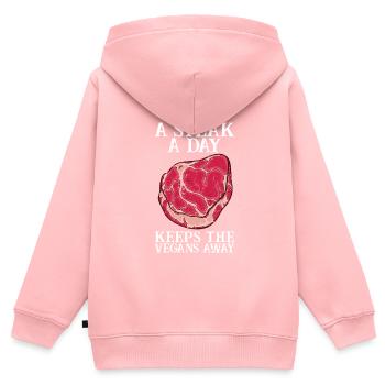 Steak - Kinder Premium Organic Zip Hoodie - Rosa - Hinten - AI Model Kid Female (0cm)