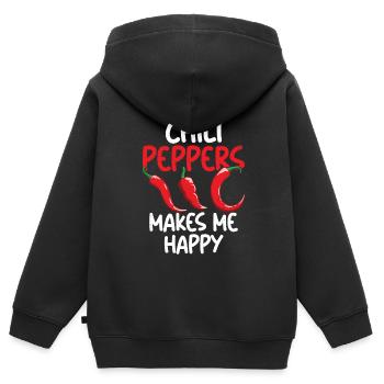 Chili-Pfeffer - Kinder Premium Organic Zip Hoodie - Schwarz - Hinten - AI Model Kid Male (0cm)