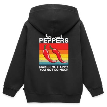 Chili-Pfeffer - Kinder Premium Organic Zip Hoodie - Schwarz - Hinten - AI Model Kid Male (0cm)