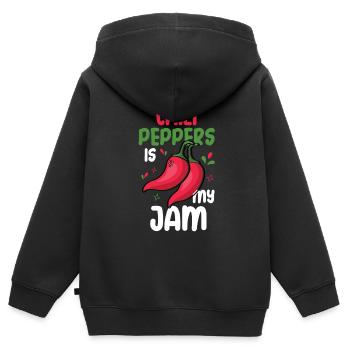 Chili-Pfeffer - Kinder Premium Organic Zip Hoodie - Schwarz - Hinten - AI Model Kid Male (0cm)