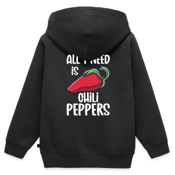 Chili-Pfeffer - Kinder Premium Organic Zip Hoodie - Schwarz - Hinten - AI Model Kid Male (0cm)