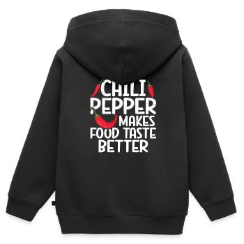 Chili-Pfeffer - Kinder Premium Organic Zip Hoodie - Schwarz - Hinten - AI Model Kid Male (0cm)