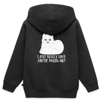 Amoureux du renard arctique - Sweat Premium à capuche zippé enfant bio - noir - Dos - AI Model Kid Male (0cm)
