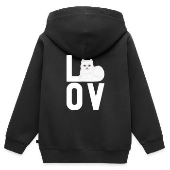 Amoureux du renard arctique - Sweat Premium à capuche zippé enfant bio - noir - Dos - AI Model Kid Male (0cm)