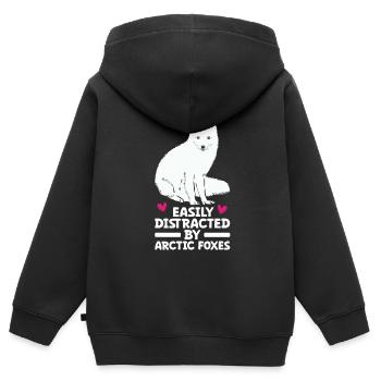 Amoureux du renard arctique - Sweat Premium à capuche zippé enfant bio - noir - Dos - AI Model Kid Male (0cm)
