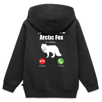 Amoureux du renard arctique - Sweat Premium à capuche zippé enfant bio - noir - Dos - AI Model Kid Male (0cm)