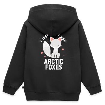 Amoureux du renard arctique - Sweat Premium à capuche zippé enfant bio - noir - Dos - AI Model Kid Male (0cm)