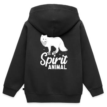 Amoureux du renard arctique - Sweat Premium à capuche zippé enfant bio - noir - Dos - AI Model Kid Male (0cm)