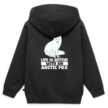 Amoureux du renard arctique - Sweat Premium à capuche zippé enfant bio - noir - Dos - AI Model Kid Male (0cm)