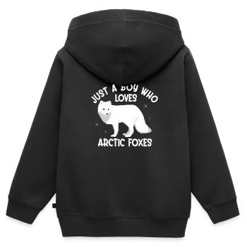 Amoureux du renard arctique - Sweat Premium à capuche zippé enfant bio - noir - Dos - AI Model Kid Male (0cm)