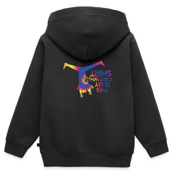 Wagenrad -Gymnast Stürzen - Kinder Premium Organic Zip Hoodie - Schwarz - Hinten - AI Model Kid Male (0cm)