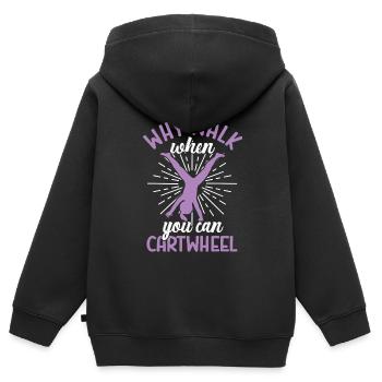Wagenrad -Gymnast Stürzen - Kinder Premium Organic Zip Hoodie - Schwarz - Hinten - AI Model Kid Male (0cm)
