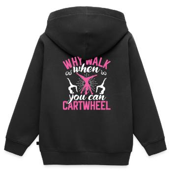 Wagenrad -Gymnast Stürzen - Kinder Premium Organic Zip Hoodie - Schwarz - Hinten - AI Model Kid Male (0cm)