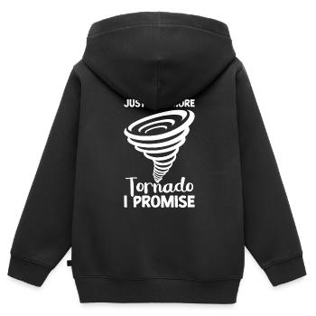 Tornade - Sweat Premium à capuche zippé enfant bio - noir - Dos - AI Model Kid Male (0cm)