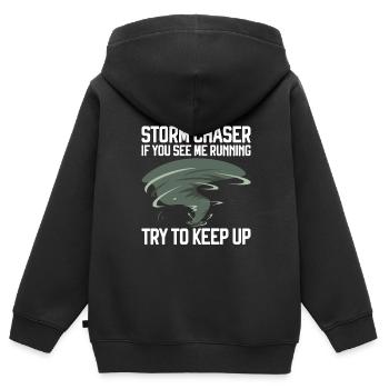 Tornade - Sweat Premium à capuche zippé enfant bio - noir - Dos - AI Model Kid Male (0cm)