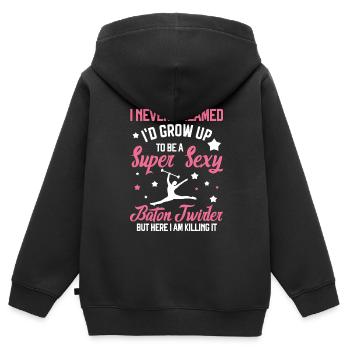 Tambourstab Wirbeln - Kinder Premium Organic Zip Hoodie - Schwarz - Hinten - AI Model Kid Male (0cm)