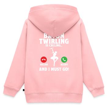 Tambourstab Wirbeln - Kinder Premium Organic Zip Hoodie - Rosa - Hinten - AI Model Kid Female (0cm)
