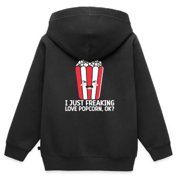 Popcorn - Kids Premium Organic Zip-up Hoodie - black - Back - AI Model Kid Male (0cm)