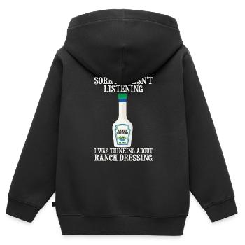 Ranch -Vinaigrette -Ranch -Vinaigrette - Sweat Premium à capuche zippé enfant bio - noir - Dos - AI Model Kid Male (0cm)