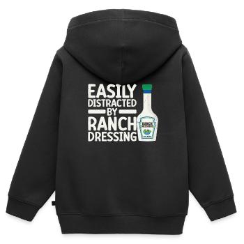 Ranch -Vinaigrette -Ranch -Vinaigrette - Sweat Premium à capuche zippé enfant bio - noir - Dos - AI Model Kid Male (0cm)