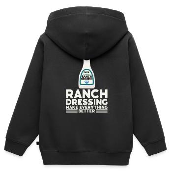Ranch -Vinaigrette -Ranch -Vinaigrette - Sweat Premium à capuche zippé enfant bio - noir - Dos - AI Model Kid Male (0cm)