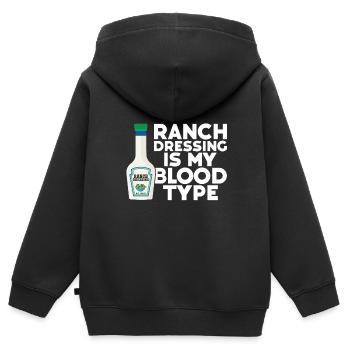 Ranch -Vinaigrette -Ranch -Vinaigrette - Sweat Premium à capuche zippé enfant bio - noir - Dos - AI Model Kid Male (0cm)