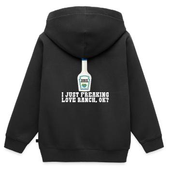 Ranch -Vinaigrette -Ranch -Vinaigrette - Sweat Premium à capuche zippé enfant bio - noir - Dos - AI Model Kid Male (0cm)