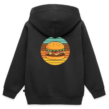 Hamburger - Sweat Premium à capuche zippé enfant bio - noir - Dos - AI Model Kid Male (0cm)