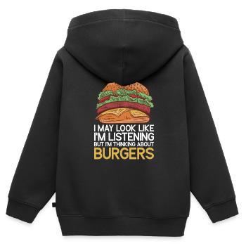 Hamburger - Sweat Premium à capuche zippé enfant bio - noir - Dos - AI Model Kid Male (0cm)
