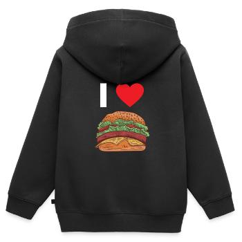 Hamburger - Sweat Premium à capuche zippé enfant bio - noir - Dos - AI Model Kid Male (0cm)