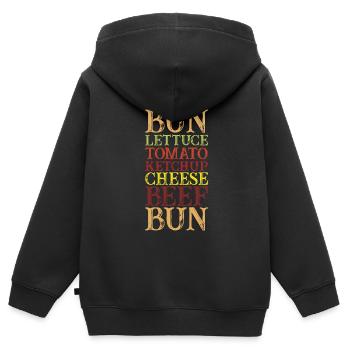 Hamburger - Sweat Premium à capuche zippé enfant bio - noir - Dos - AI Model Kid Male (0cm)