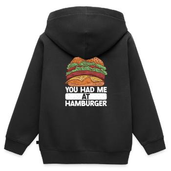 Hamburger - Sweat Premium à capuche zippé enfant bio - noir - Dos - AI Model Kid Male (0cm)