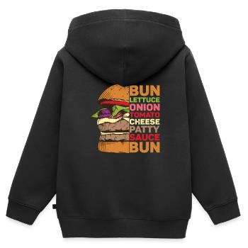 Hamburger - Sweat Premium à capuche zippé enfant bio - noir - Dos - AI Model Kid Male (0cm)