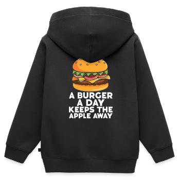 Hamburger - Sweat Premium à capuche zippé enfant bio - noir - Dos - AI Model Kid Male (0cm)