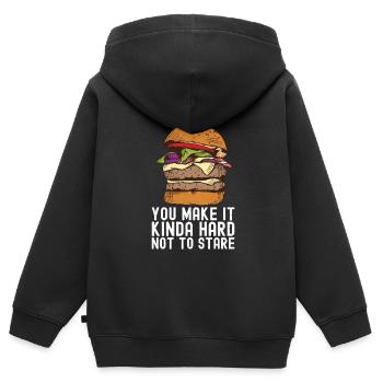 Hamburger - Sweat Premium à capuche zippé enfant bio - noir - Dos - AI Model Kid Male (0cm)
