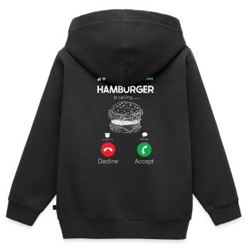 Hamburger - Sweat Premium à capuche zippé enfant bio - noir - Dos - AI Model Kid Male (0cm)