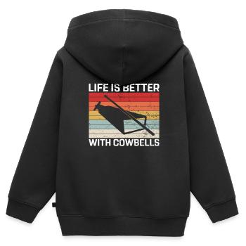 Kuhglocke Mehr Cowbell-Vintager - Kinder Premium Organic Zip Hoodie - Schwarz - Hinten - AI Model Kid Male (0cm)