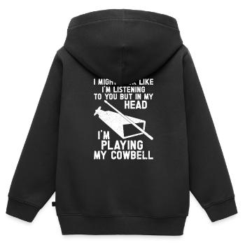 Kuhglocke Mehr Cowbell-Vintager - Kinder Premium Organic Zip Hoodie - Schwarz - Hinten - AI Model Kid Male (0cm)