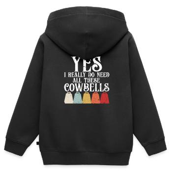 Kuhglocke Mehr Cowbell-Vintager - Kinder Premium Organic Zip Hoodie - Schwarz - Hinten - AI Model Kid Male (0cm)