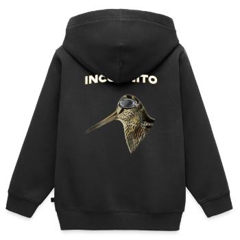Chasse – Bécasse lunettes aviateur. Incognito - Sweat Premium à capuche zippé enfant bio - noir - Dos - AI Model Kid Male (0cm)