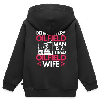 Ölfeldarbeiter Rig Roughneck Ölfeldfrau - Kinder Premium Organic Zip Hoodie - Schwarz - Hinten - AI Model Kid Male (0cm)