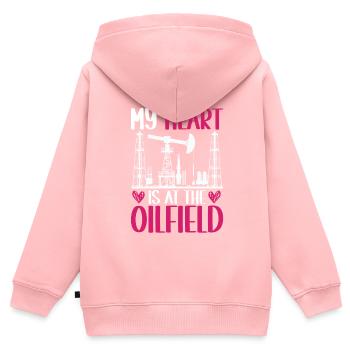 Ölfeldarbeiter Rig Roughneck Ölfeldfrau - Kinder Premium Organic Zip Hoodie - Rosa - Hinten - AI Model Kid Female (0cm)