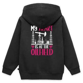 Ölfeldarbeiter Rig Roughneck Ölfeldfrau - Kinder Premium Organic Zip Hoodie - Schwarz - Hinten - AI Model Kid Male (0cm)