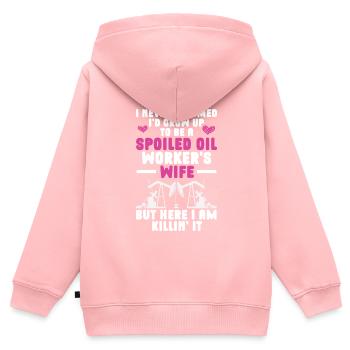 Ölfeldarbeiter Rig Roughneck Ölfeldfrau - Kinder Premium Organic Zip Hoodie - Rosa - Hinten - AI Model Kid Female (0cm)
