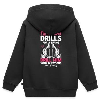 Ölfeldarbeiter Rig Roughneck Ölfeldfrau - Kinder Premium Organic Zip Hoodie - Schwarz - Hinten - AI Model Kid Male (0cm)