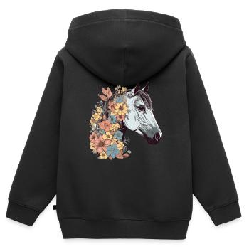 Cavalier Cheval Portrait Western Cowboy - Sweat Premium à capuche zippé enfant bio - noir - Dos - AI Model Kid Male (0cm)