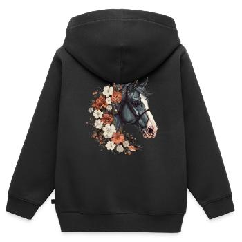 Cavalier Cheval Portrait Western Cowboy - Sweat Premium à capuche zippé enfant bio - noir - Dos - AI Model Kid Male (0cm)