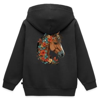 Cavalier Cheval Portrait Western Cowboy - Sweat Premium à capuche zippé enfant bio - noir - Dos - AI Model Kid Male (0cm)