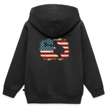 Baseball Catcher Joueur de baseball Lanceur - Sweat Premium à capuche zippé enfant bio - noir - Dos - AI Model Kid Male (0cm)